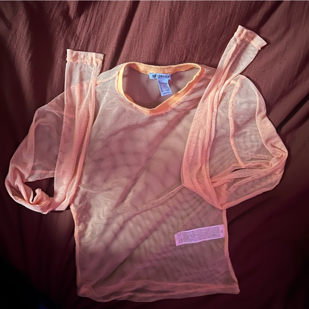 Sh Forever 21 Light Orange Mesh Top - Size L Top